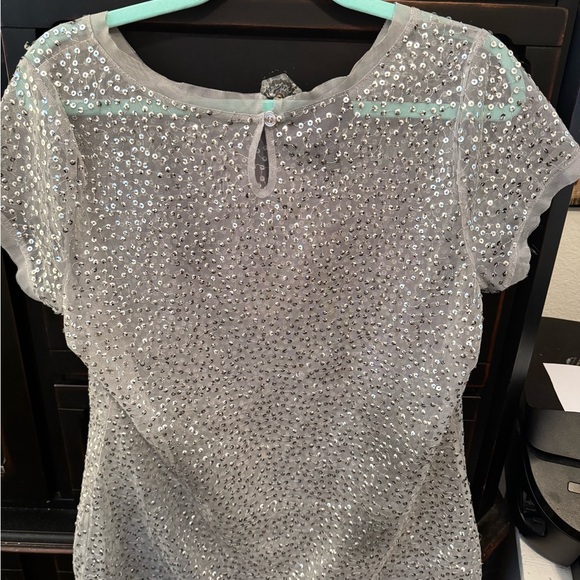 I-N-K INTERNATIONAL CONCEPTS WOMENS SEQUINED MESH BLOUSE. LIKE NEW. - Picture 4 of 6